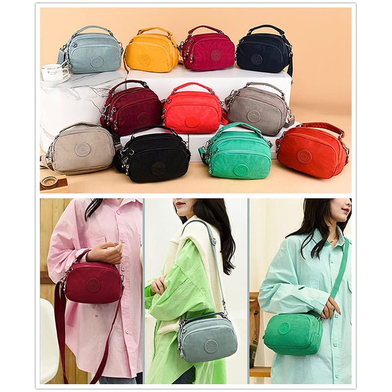 OPXTO-BoBo Lightweight Small Solid Color Crossbody shoulder bag, Nylon Multi-Pocket