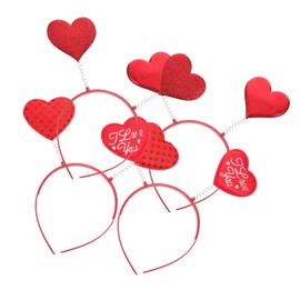 Baluue 4PCS Heart Shape Headband for Valentine's Day Parties Lightweight Hair Accessories Adorable Decorative Hair Hoops with Unique Designs for Special Occasions