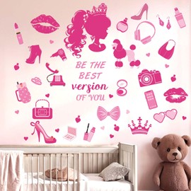 Princess Wall Sticker for Girls Bedroom Wall Sticker: Pink Doll Fashion Wall Decals - Wall Stickers Child Products Age 1-12 Years