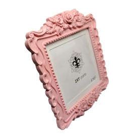 ZXT-parts 5x5 Picture Frame Square Pink Frame. Resin Handmade Photo Frame. Glass Panel. Black Suede Cover.European Style Suitable for Wall or Desktop.
