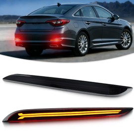 INUBOXES LED Rear Bumper Reflector Lights Kit for Hyundai Sonata 2015 2016 2017 Daytime Running Light Turn Signal Lamps Tail Brake Lights Fog Lamps, 2pcs｜Replacement 92405C1000, 92406C1000 (Smoked)