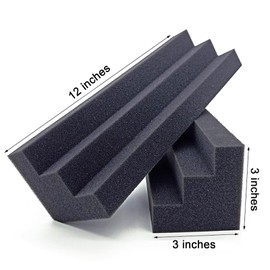 24 Pack Bass Traps Acoustic Foam Panels - 12" X 3" X 3" Bass Trap Acoustic Foam Corner Block- High Density Soundproofing Foam - Acoustic Panels for Home, Studio or Theater
