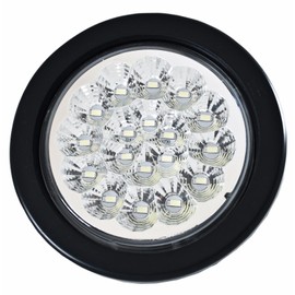 4" Round LED Trailer Tail Light 18 LED 2x White Stop Turn Signal Backup Reverse Tail Lights w/Rubber Grommet Direct Wiring for Trucks Trailer RV Boat IP67 Waterproof DOT/SAE Approved 12V