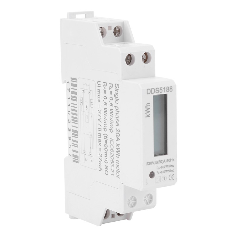 Digital LCD Single Phase Din Rail 5-20A Electronic Energy KWh