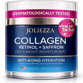 Collagen Retinol Face Cream – Anti-aging moisturizer with hyaluronic acid and saffron Foaming moisturizer for face and neck décolleté 1.69 floz 50ml 1 pack Item Package Quantity / 콜라겐 레티놀 페이스 크림 – 히알루론산과 사프란을 함유한 안티에이징 모이스처라이저 얼굴 목 데콜레를 위한 포밍 보습 1.69 floz  50ml 1팩 Item Package Quantity
