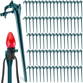 Queekay 7 Inch Christmas Light Stakes Universal Light Stakes Plastic Ground Stakes for C7 C9 Yard Lawn Holiday Light Stakes Decor Holders on Garden Patio Path (Green,200 Pieces)