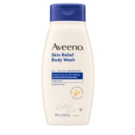 Aveeno Skin Relief Body Wash, Fragrance-Free with Triple Oat complex, Gentle Daily Cleanser for Sensitive Skin Leaves Itchy, Dry Skin Feeling Soothed & Moisturized, Soap-Free, 18 fl. oz