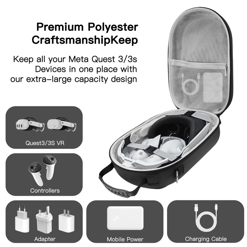 Hard Carrying Case Compatible with Oculus Meta Quest 3/3S,VR Headset