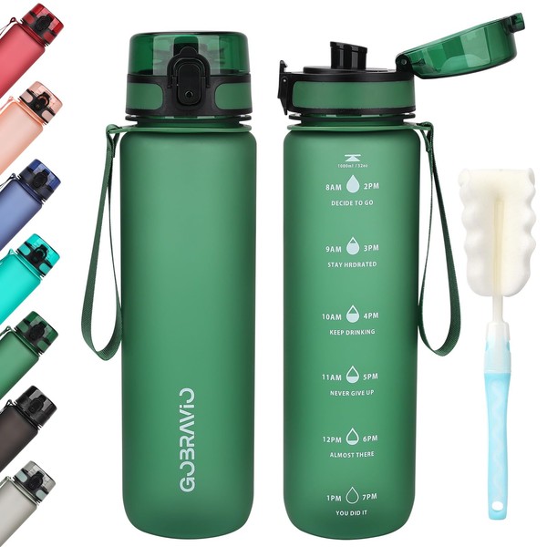 Gobravio Water Bottle 1l, Drinking Bottle BPA Free, Sports Bottle