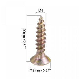 uxcell M4 x 20mm Wood Screws Phillips Flat Head Carbon Steel Color Zinc Plated Self Tapping Screws 100pcs