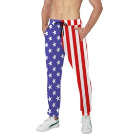 Goodstoworld USA Flag Men Joggers Patriotic Fourth of July Pants Men Women Hip Hop 3D Cool Sweatpants Elastic Drawstring Sports Trousers Independence Day PartyLarge
