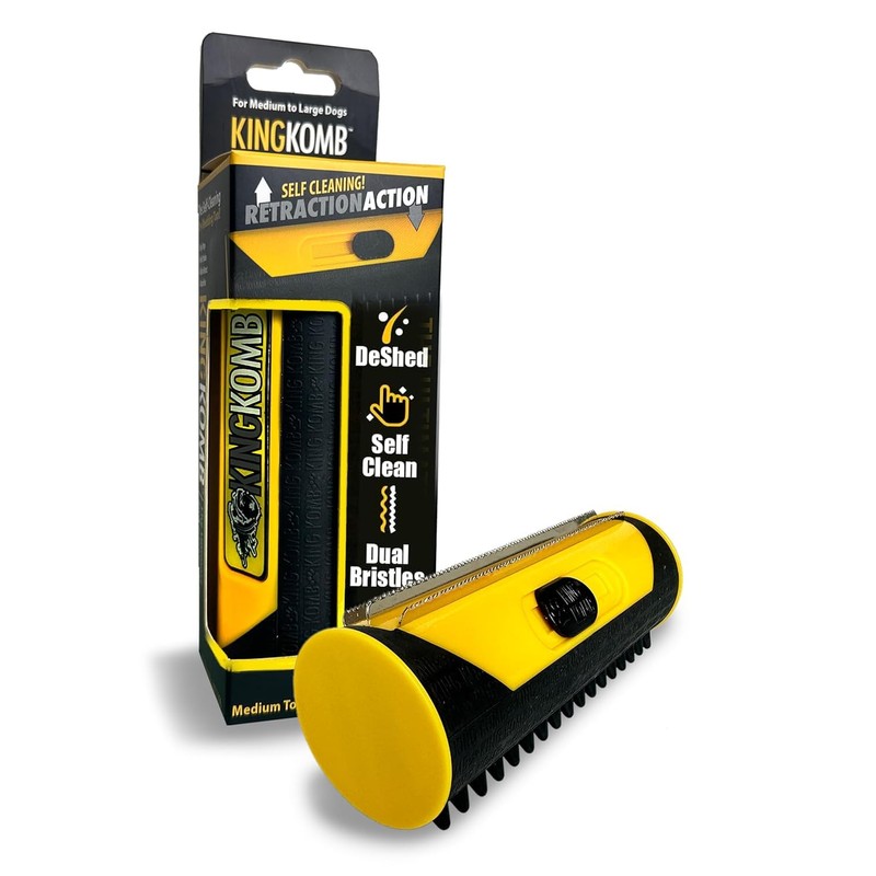 King Kanine Deshedding Dog Brush - Self Cleaning Deshedding Brush