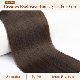 FLUFYMOOZ ponytail extension, 26 Inch Long Straight Drawstring Ponytail Synthetic Hairpieces Fake Pony Tails Natural Soft Clip in Hair Extension ponytail for Women (Dark Chocolate Brown)