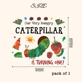 MUWEOL Our Very Hungry Caterpillar Is Turning One Decal - Our Very Hungry Caterpillar First Birthday Party Decoration Decal (caterpillar one decal)