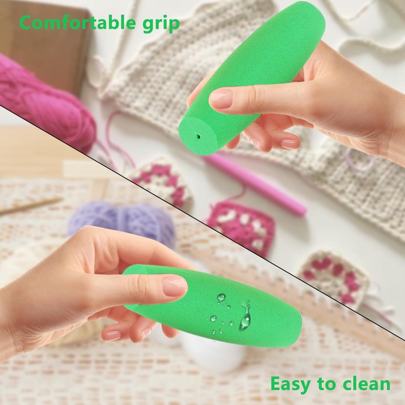 HEYLEAYAR - Ganchos de ganchillo, mango ergonómico de ganchillo, mango