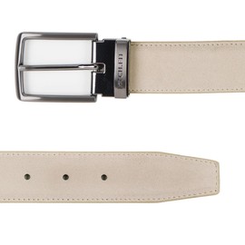 Riemen & Co DTCH.FIT Oliver Suede Belt - Adjustable Buckle in Gunmetal - 3.5 cm Wide, beige, 105