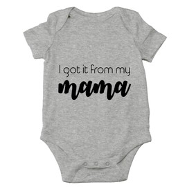 Crazy Bros Tees I Got It From My Mama - Baby Clothes - Funny Newborn Bodysuit Outfits for Boys and Girls (Newborn, Heather Grey)