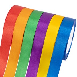 Foshird Satin Ribbon Colourful 20 mm x 22 m Gift Ribbon Colourful Ribbon 6 Colours Ribbons for Crafts Decorative Ribbon for Balloons Wedding Birthday DIY Gift Packaging