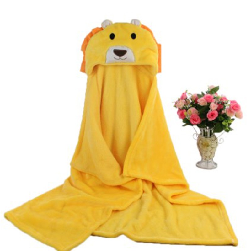 Yellow Lion Infant Flannel Blanket Stuffed Animal Head Baby Blanket