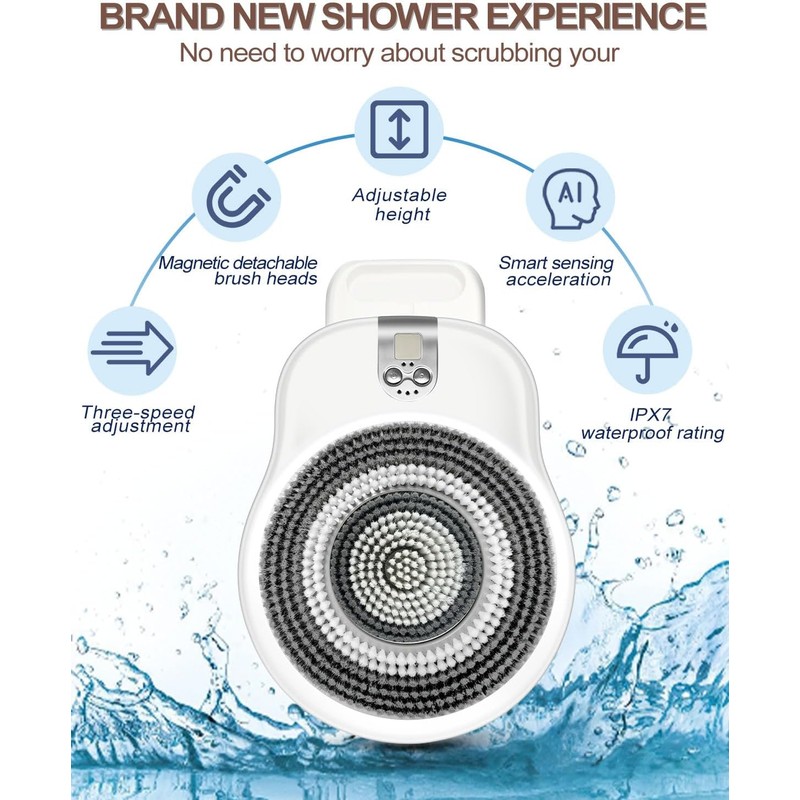 Electric Shower Brush for Body -Wall Mounted Back Scrubber for