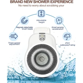Electric Shower Brush for Body -Wall Mounted Back Scrubber for Shower – Exfoliating Soft Bristles, Hands-Free Wall-Mounted Design, Back Scrubber for Shower, Perfect for Men and Women, Easy to Install