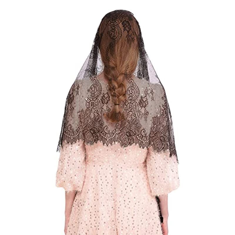 Uccellino Catholic Veil Church Mass Worship Stole with Attached Comb