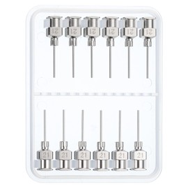 PATIKIL 21Ga x 0.5 Inch Stainless Steel Dispensing Needle Tips, 12Pcs Metal Glue Needle Tube Blunt Tips Luer Lock for Thick Glue Ink Lab, Silver