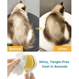 3-in-1 Anti-static Cat Steam Brush & Deshedding Tool - Cat Brush for Long/Short Hair, Reduces 95% Shedding, Easy Clean Grooming Supplies for Pet Owners (Yellow - Short Head and Long Head)