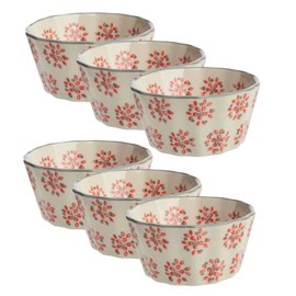 Tranquillo Set of 6 Baking Cups Muffin Mould Retro Red Stoneware Baking Mould Ceramic 8 x 8 x 4 cm