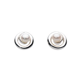 Dew Sterling Silver and Freshwater Pearl Spiral Stud Earrings