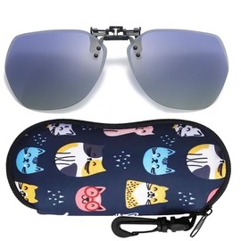 WOKCHUERY Clip On Sunglasses With Soft Case,Sunglasses Set,Polarized Anti-Fog Lenses,Adjustable,Ultraviolet-proof,Large Size (Gradually_Blue)