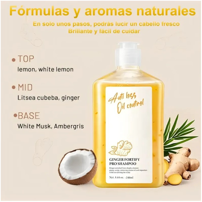 Natural Shampoo De Jengibre El Crecimiento Del Cabello 240ml