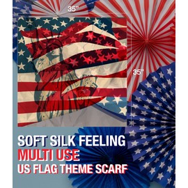 CBC Crown Patriotic USA Flag American Flag Star Scarf Fashion Novelty Scarves 13"x 60" or 35" x 35" (Multi - Lady Liberty 35" x 35")