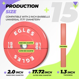 EGLES Vibrant coral Weight Plates, Rubber Barbell Plates, 2-inch Olympic Standard 15LB Pair Olympic Bumper Plates Steel Inserts for Home Gym Weightlifting, Strength Training, Fit Workouts