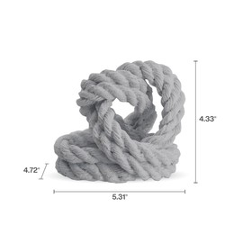 Elements Decorative White Braided Rope Knot Figurine, Modern Coastal Decor