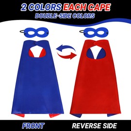 ERDOGLY Kids Superhero Cape and Mask, Double-Sided Superhero Capes for Boys Girls, Super Hero Toys Dress up Costume Birthday Party Favors