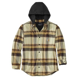 Carhartt Men's Rugged Flex® Relaxed Fit Flannel Fleece Lined Hooded Shirt Jac, Dark Brown, X-Large, Tall