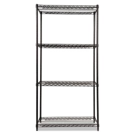 Alera ALE Industrial Heavy-Duty Wire Shelving Starter Kit, 4-Shelf, 36w x 18d x 72h, Black