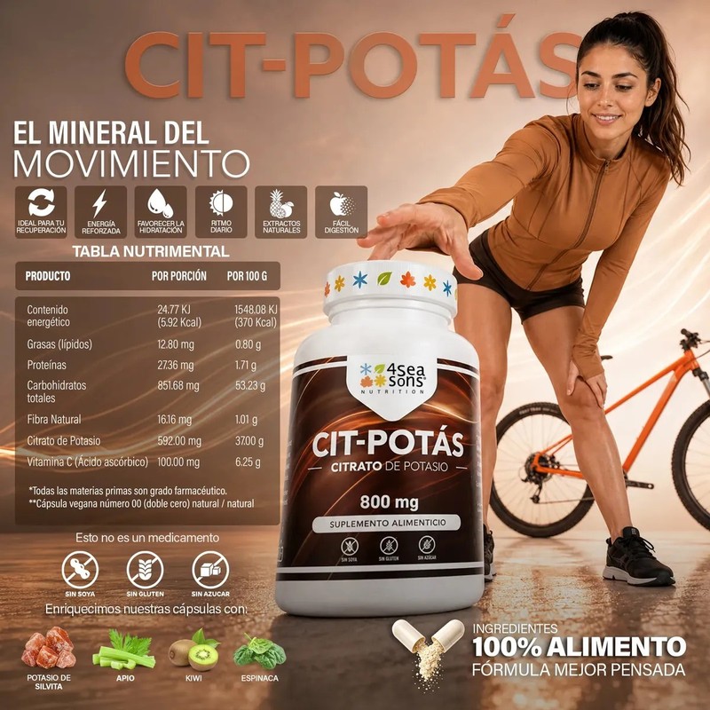 Citrato de Potasio 800 mg 60 Cápsulas Veganas Formulated by
