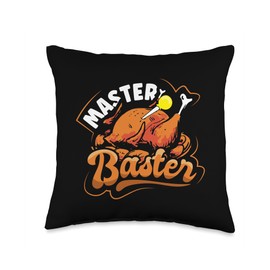 InGENIUS Funny Thanksgiving Shirts & Gifts Master Baster Turkey Day Happy Thanksgiving Funny Throw Pillow, 16x16, Multicolor