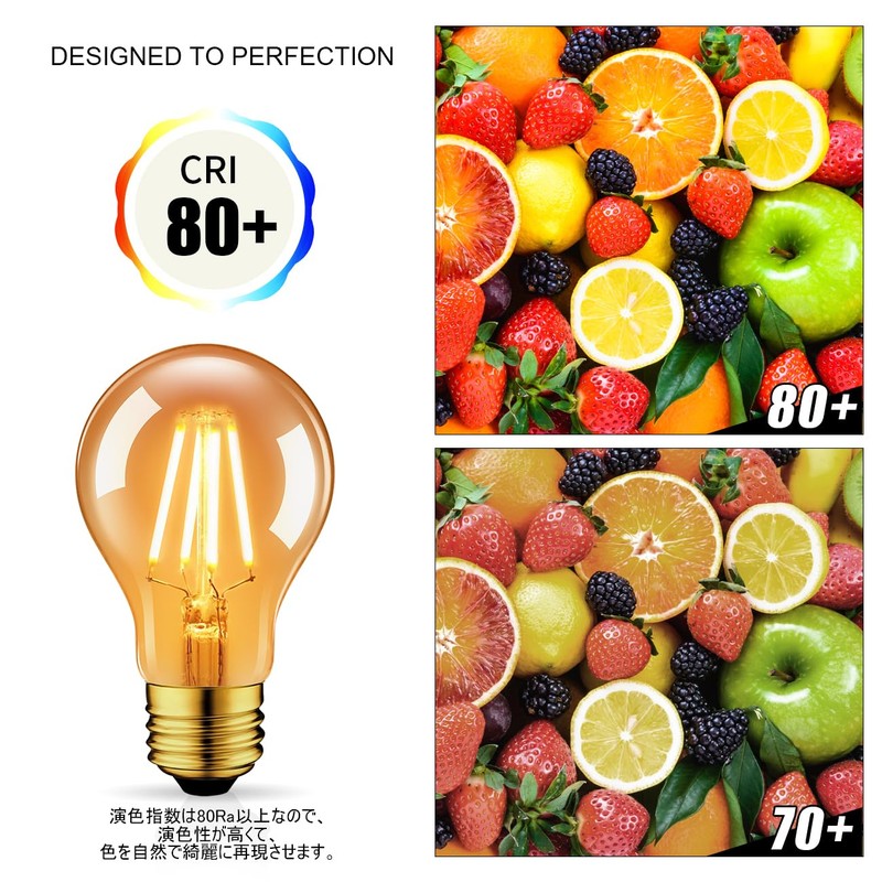 LVWIT LED Bulb, E26 Base, Filament Bulb, 60W Equivalent, 2500K,