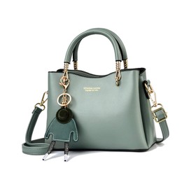 NICOLE&DORIS Women Handbags with Multiple Pockets Shoulder Bag PU Leather Messenger Bag Ladies Tote Bag Top Handle Bag with Fashion Pendant Green