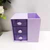 AIMALL 3-Drawer Pen Organizer, Multi-Purpose Purple Storage Box, Plastic Cosmetic