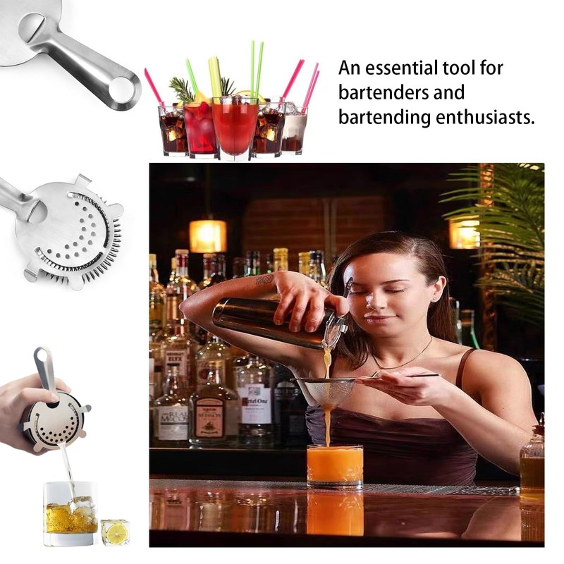 2pcs Fine Mesh Strainer with Handle Cocktail Strainer Stainless Steel