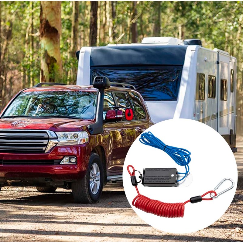 CAVLA Trailer Breakaway Switch, 4ft Breakaway Coiled Cable with Electric