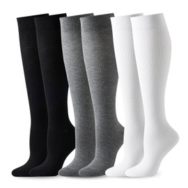 Ferriya 3 pairs Light Compression Socks, Support Socks for Women and Men, 15-20 mmHg Graduated Support, Moisture-Wicking with Breathable Circulation Support(Mixed colors,M)