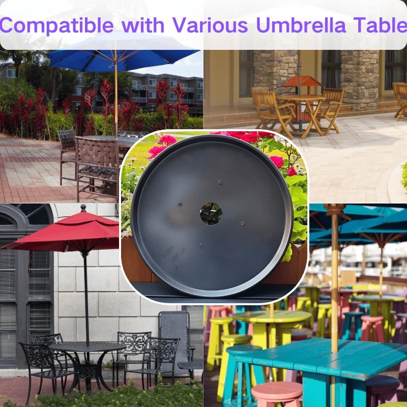 SARANICE Outdoor Lazy Susan with Umbrella Hole,Patio Table Tray No