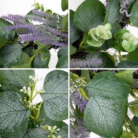 Briful Briful 16" Artificial Eucalyptus Wreaths Spring Wreaths with Lavender Stem for Front Door, Faux Lavender Summer Wreath Door Wreath for Window Wall Festival Dcor