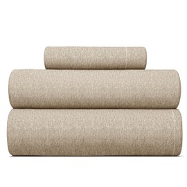 CGK Unlimited Twin XL Size 3 Piece Sheet Set - Breathable & Cooling Bed Sheets Set - Hotel Luxury Bedding for Women, Men, Kids & Teens - Deep Pockets, Easy-Fit and Wrinkle Free - Oeko-Tex - Beige Heathered Sheets