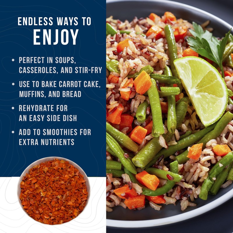 Augason Farms Dehydrated Diced Carrots Emergency Food Supply, 216 Servings,